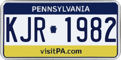 PA license plate KJR1982