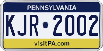 PA license plate KJR2002