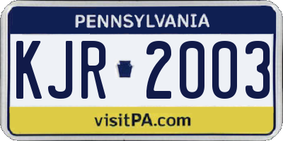 PA license plate KJR2003