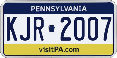 PA license plate KJR2007