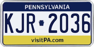 PA license plate KJR2036