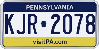 PA license plate KJR2078