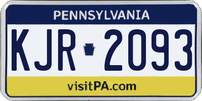 PA license plate KJR2093
