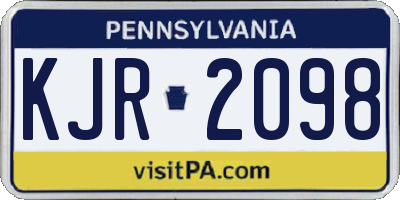 PA license plate KJR2098