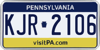 PA license plate KJR2106