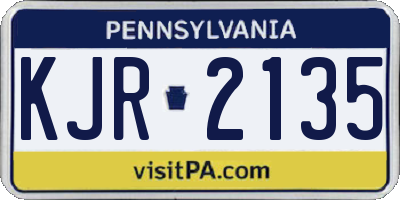 PA license plate KJR2135