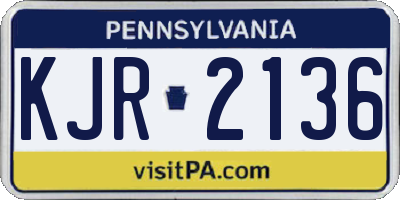 PA license plate KJR2136