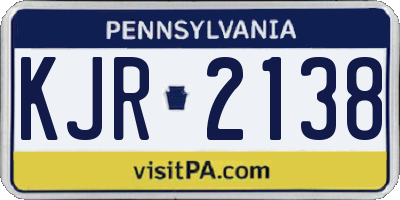 PA license plate KJR2138