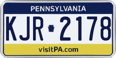 PA license plate KJR2178