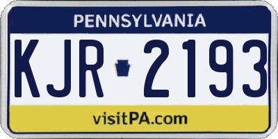 PA license plate KJR2193