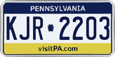 PA license plate KJR2203