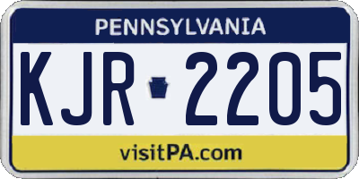 PA license plate KJR2205