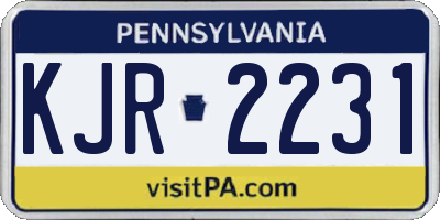 PA license plate KJR2231