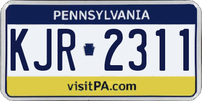 PA license plate KJR2311