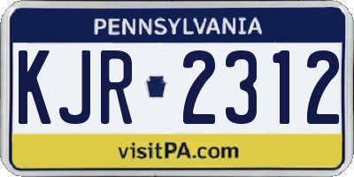 PA license plate KJR2312
