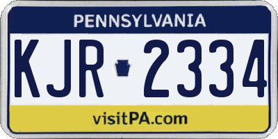 PA license plate KJR2334
