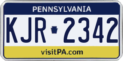 PA license plate KJR2342