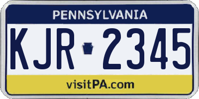 PA license plate KJR2345