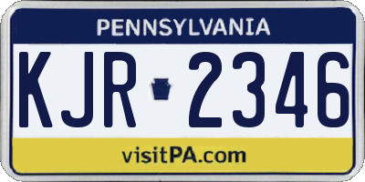 PA license plate KJR2346