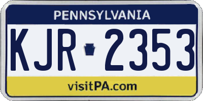 PA license plate KJR2353