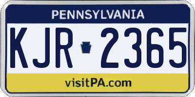 PA license plate KJR2365