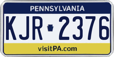 PA license plate KJR2376