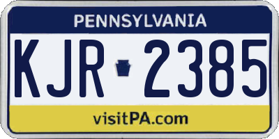PA license plate KJR2385