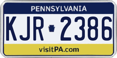 PA license plate KJR2386
