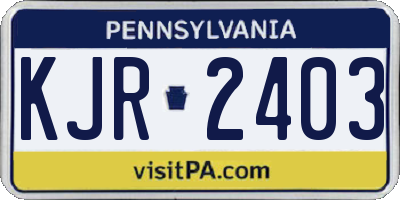 PA license plate KJR2403