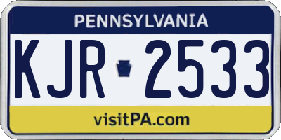 PA license plate KJR2533