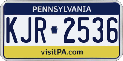 PA license plate KJR2536