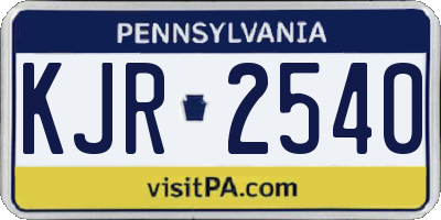 PA license plate KJR2540