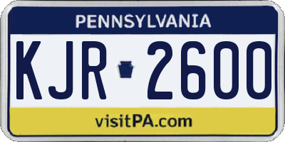 PA license plate KJR2600