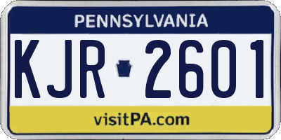 PA license plate KJR2601
