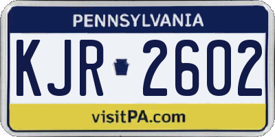 PA license plate KJR2602