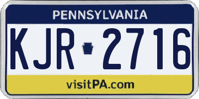 PA license plate KJR2716