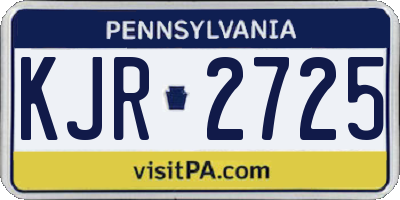 PA license plate KJR2725