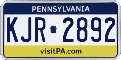 PA license plate KJR2892