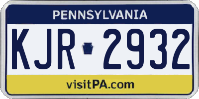 PA license plate KJR2932
