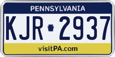 PA license plate KJR2937