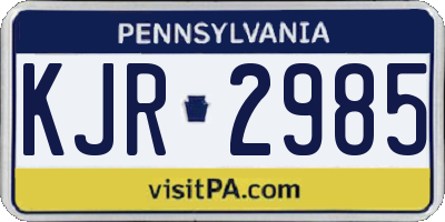 PA license plate KJR2985