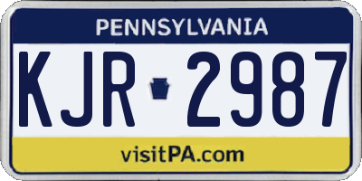 PA license plate KJR2987