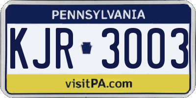 PA license plate KJR3003