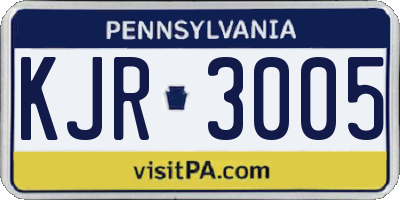 PA license plate KJR3005