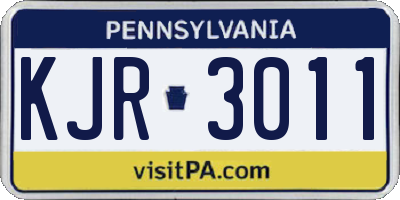 PA license plate KJR3011
