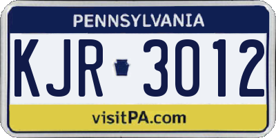 PA license plate KJR3012