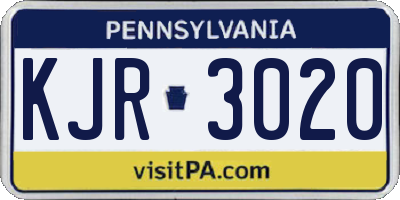 PA license plate KJR3020