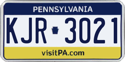 PA license plate KJR3021