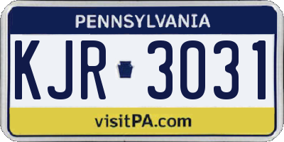 PA license plate KJR3031