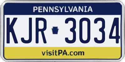 PA license plate KJR3034